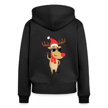 Rudolf the reindeer - Rudolph the reindeer - Women's Premium Organic Zip Hoodie - black - Back - Julia (174cm)