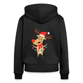 Rudolf the reindeer - Rudolph the reindeer - Women's Premium Organic Zip Hoodie - black - Back - Julia (174cm)