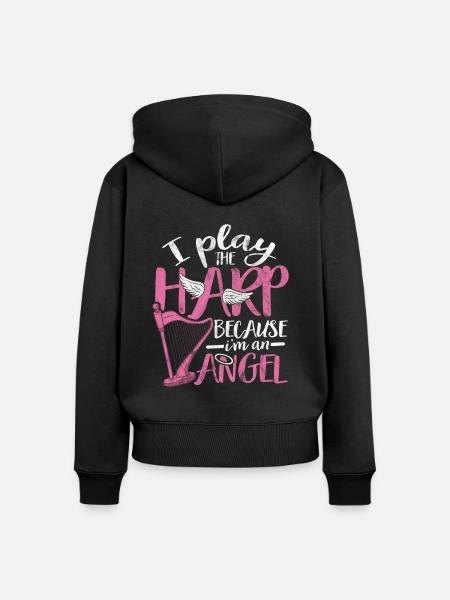 Harfe - Frauen Premium Bio Zip Hoodie - Schwarz