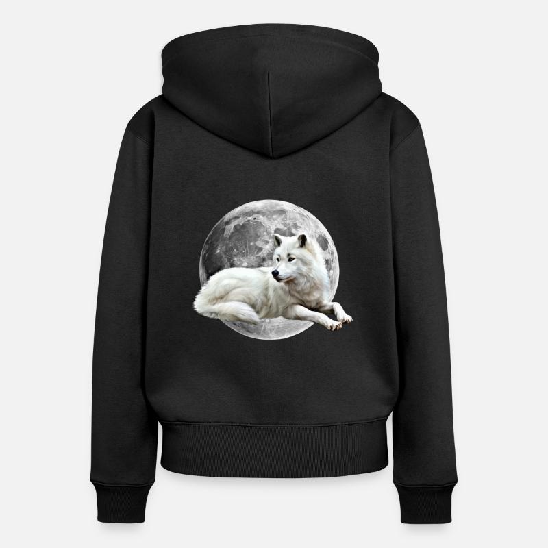 Wolf - Sweat à capuche zippé Premium bio Femme - noir