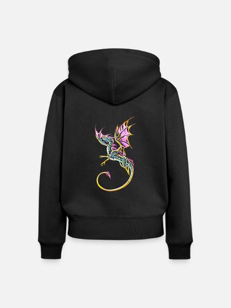 Drache - Frauen Premium Bio Zip Hoodie - Schwarz