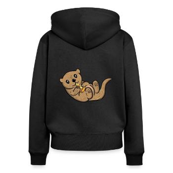 Loutre animal pizza cadeau de marder la belette loutre - Sweat à capuche zippé Premium bio Femme - noir - Dos - Julia (174cm)