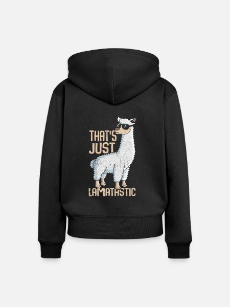 Lama - Frauen Premium Bio Zip Hoodie - Schwarz