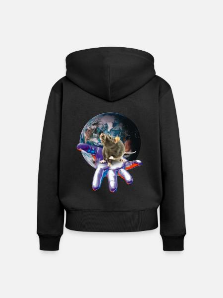 Ratte - Frauen Premium Bio Zip Hoodie - Schwarz