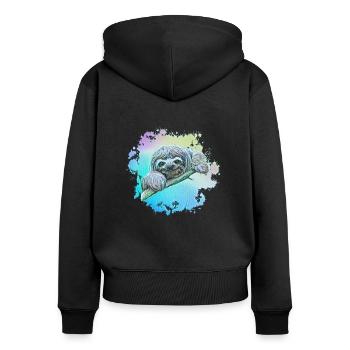 Luiaard - Vrouwen Premium Bio ziphoodie - zwart - Achter - Julia (174cm)