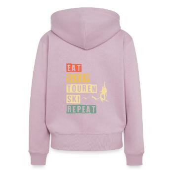 Eat Sleep Tours Ski Repeat Ski Tour Ski Retro - Sweat à capuche zippé Premium bio Femme - rose poudré - Dos - Julia (174cm)