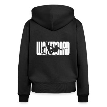Retro Wakeboard Silhouette Wakeboarder Wakeboard - Frauen Premium Bio Zip Hoodie - Schwarz - Hinten - Julia (174cm)