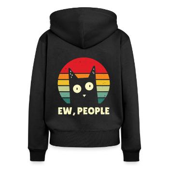 Katze Shirt, Ew People Cat Shirt. Jahrgang - Frauen Premium Bio Zip Hoodie - Schwarz - Hinten - Julia (174cm)