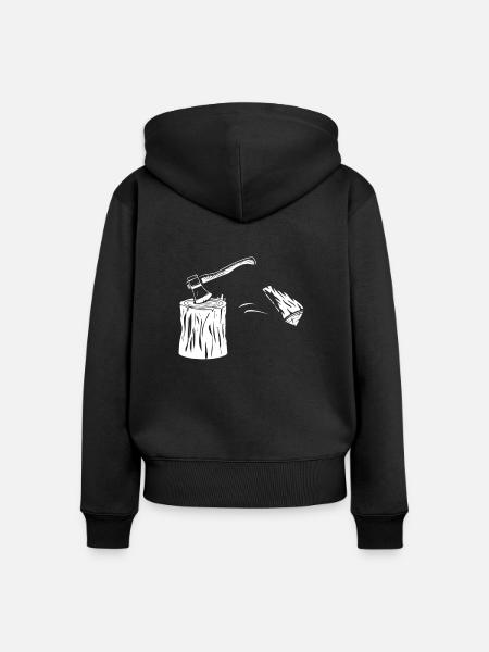 Holz Spalten Axt Geschenk - Frauen Premium Bio Zip Hoodie - Schwarz