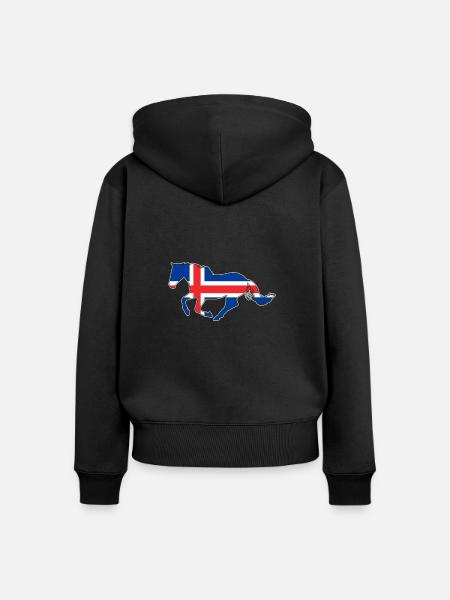 Islandpferd - Frauen Premium Bio Zip Hoodie - Schwarz