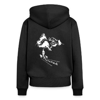 Berge Hund Wandern Gassi für Hundebesitzer - Frauen Premium Bio Zip Hoodie - Schwarz - Hinten - Julia (174cm)