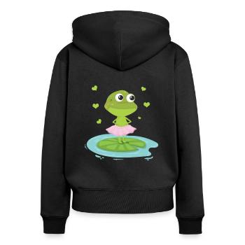 Grenouille Cadeau Grenouille Conte de Fées Prince Lurch - Sweat à capuche zippé Premium bio Femme - noir - Dos - Julia (174cm)