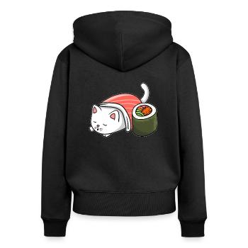 Kawaii Cat Sushi Japan Manga Anime Cat - Frauen Premium Bio Zip Hoodie - Schwarz - Hinten - Julia (174cm)