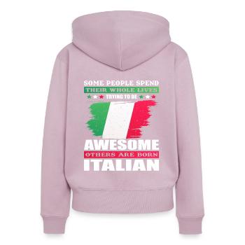 Drapeau italien - Sweat à capuche zippé Premium bio Femme - rose poudré - Dos - Julia (174cm)