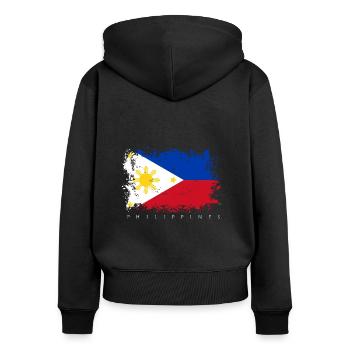 Philippines Drapeau Asie Drapeau Nationalité État - Sweat à capuche zippé Premium bio Femme - noir - Dos - Julia (174cm)