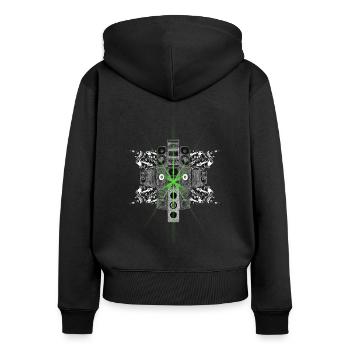 Hardstyle Authority Laser Gabber Jumpstyle Tshirt - Frauen Premium Bio Zip Hoodie - Schwarz - Hinten - Julia (174cm)