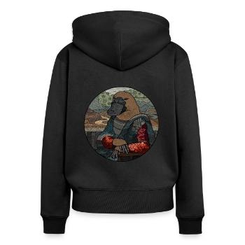 Ornithorynque drôle Mona Lisa Duckface cadeau - Sweat à capuche zippé Premium bio Femme - noir - Dos - Julia (174cm)