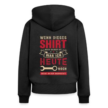 Mechaniker Werkstatt Kfz Motorrad Geschenkidee - Frauen Premium Bio Zip Hoodie - Schwarz - Hinten - Julia (174cm)