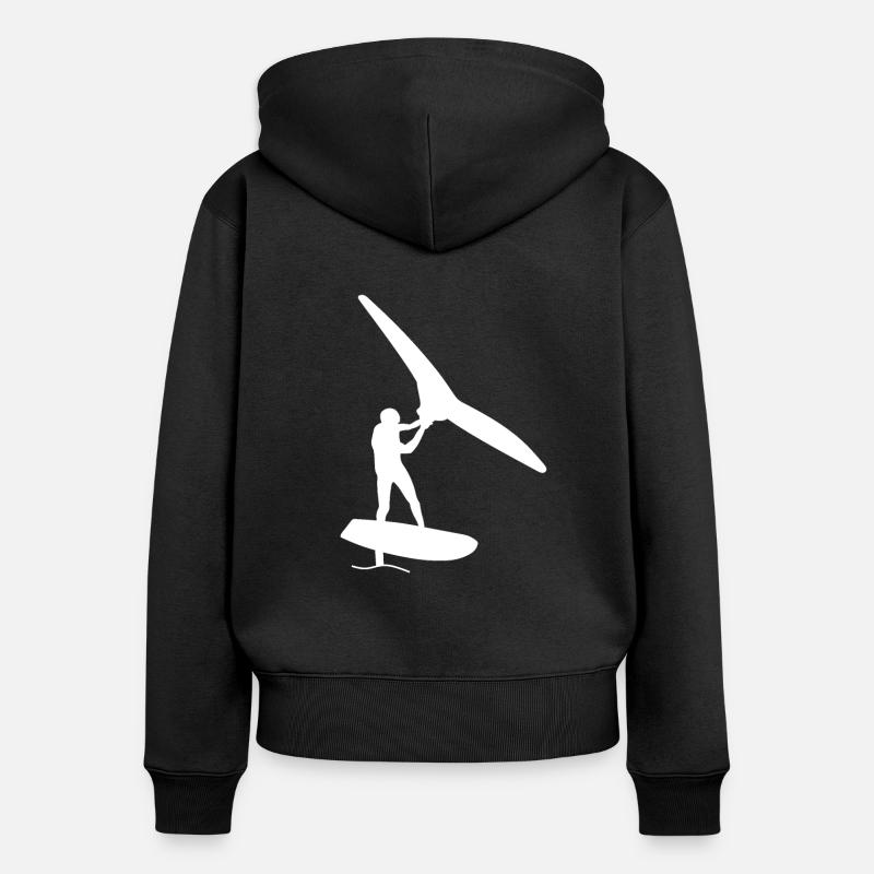 Wing Foilen - Sweat à capuche zippé Premium bio Femme - noir