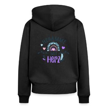 Hebamme mit Herz Geschenk - Frauen Premium Bio Zip Hoodie - Schwarz - Hinten - Julia (174cm)