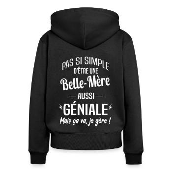 Belle-Mère - Sweat à capuche zippé Premium bio Femme - noir - Dos - Julia (174cm)