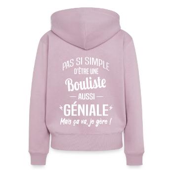 Bouliste - Sweat à capuche zippé Premium bio Femme - rose poudré - Dos - Julia (174cm)