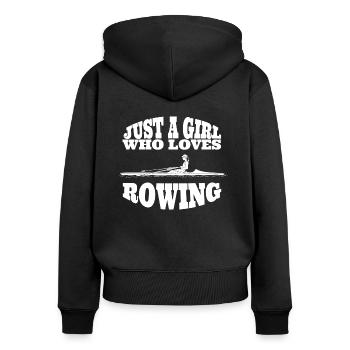 Rudern Ruderer Ruderverein Ruderin Spruch Mädchen - Frauen Premium Bio Zip Hoodie - Schwarz - Hinten - Julia (174cm)