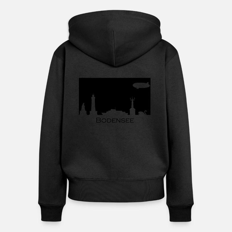 Lac de Constance | Silhouette | Noir - Sweat à capuche zippé Premium bio Femme - noir