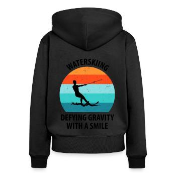 Ski nautique, ski nautique, skieurs nautiques - Sweat à capuche zippé Premium bio Femme - noir - Dos - Julia (174cm)