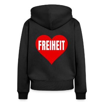 Love Freiheit Demo Demonstration Grundrechte - Frauen Premium Bio Zip Hoodie - Schwarz - Hinten - Julia (174cm)