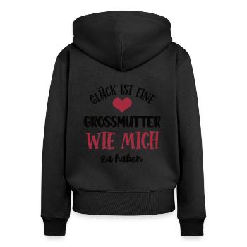 Grossmutter Oma Mama Uroma Mutter Großmutter - Frauen Premium Bio Zip Hoodie - Schwarz - Hinten - Julia (174cm)