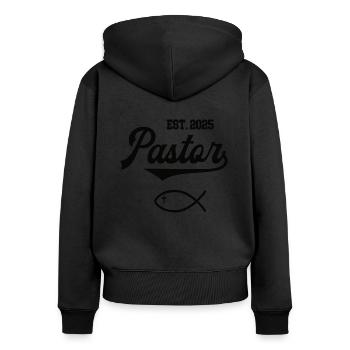 Pastor Pastoren Geistliche Evangelisch Kirche - Frauen Premium Bio Zip Hoodie - Schwarz - Hinten - Julia (174cm)