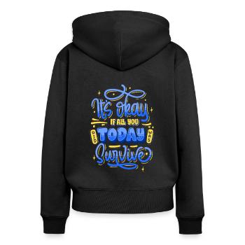 Motivational quote mental health - Frauen Premium Bio Zip Hoodie - Schwarz - Hinten - Julia (174cm)