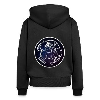 Sagittarius zodiac sign - Frauen Premium Bio Zip Hoodie - Schwarz - Hinten - Julia (174cm)