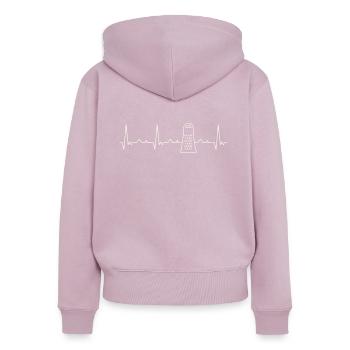 Reibe. Herz. Liebe. Ekg. Impuls. Schlagen. - Frauen Premium Bio Zip Hoodie - Altrosa - Hinten - Julia (174cm)