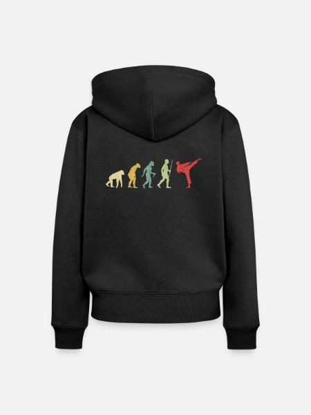 Karate High Kick Evolution - Frauen Premium Bio Zip Hoodie - Schwarz