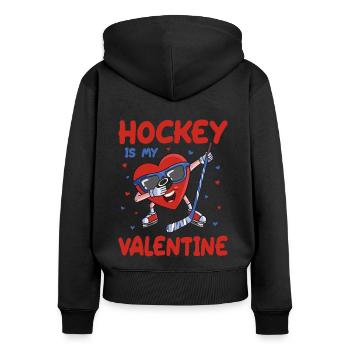 Hockey is my Valentine Dabbing Heart Valentines Da - Women's Premium Organic Zip Hoodie - black - Back - Julia (174cm)