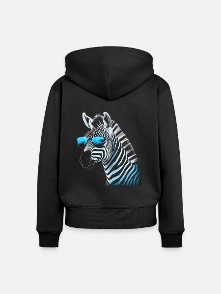 Kühle Zebra Sonnenbrille - Frauen Premium Bio Zip Hoodie - Schwarz