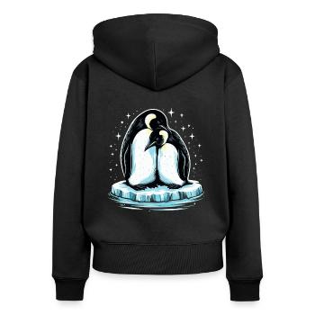 Verliebte Pinguine - Frauen Premium Bio Zip Hoodie - Schwarz - Hinten - Julia (174cm)