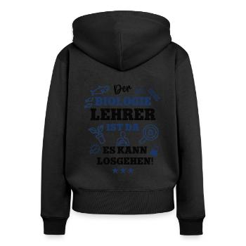 Der Biologie Lehrer ist da Biolehrer Schule Bio - Frauen Premium Bio Zip Hoodie - Schwarz - Hinten - Julia (174cm)