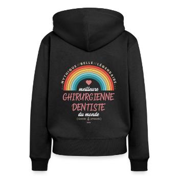 Meilleure chirurgienne dentiste du monde - Sweat à capuche zippé Premium bio Femme - noir - Dos - Julia (174cm)