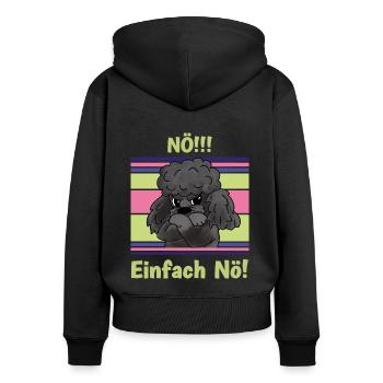 Nö! Sturer Pudel mit verschränkten Pfoten - Frauen Premium Bio Zip Hoodie - Schwarz - Hinten - Julia (174cm)