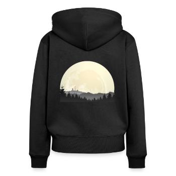 HarzMond (Brocken-Edition) - Frauen Premium Bio Zip Hoodie - Schwarz - Hinten - Julia (174cm)