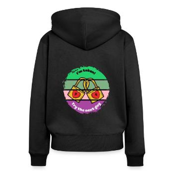 Je suis pris essayer le prochain gars - Sweat à capuche zippé Premium bio Femme - noir - Dos - Julia (174cm)