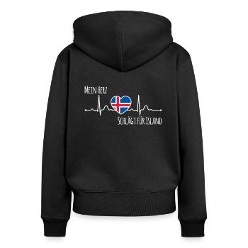 Mon cœur bat pour l’Islande la Scandinavie - Sweat à capuche zippé Premium bio Femme - noir - Dos - Julia (174cm)