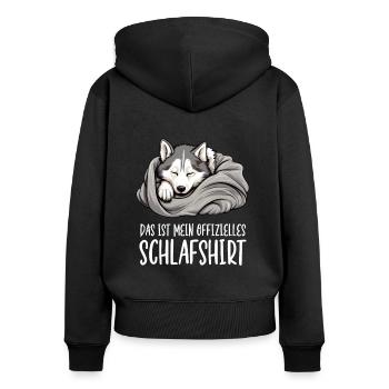 Offizielles Schlafshirt Sibirischer Husky Hund - Frauen Premium Bio Zip Hoodie - Schwarz - Hinten - Julia (174cm)