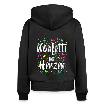 Konfetti im Herzen Karneval Kostüm Fasching - Frauen Premium Bio Zip Hoodie - Schwarz - Hinten - Julia (174cm)