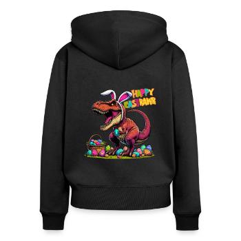 Dinosaurier Trex Jungen Osternest Osterhase Frohe - Frauen Premium Bio Zip Hoodie - Schwarz - Hinten - Julia (174cm)