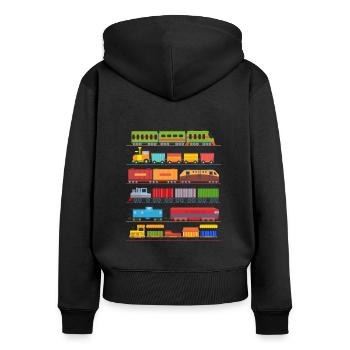 Züge Eisenbahn Lokomotive Kinder Pyjama Zug - Frauen Premium Bio Zip Hoodie - Schwarz - Hinten - Julia (174cm)