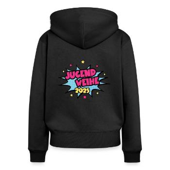 Jugend Weihe Feier Party 2025 Osten Jugendweihe - Frauen Premium Bio Zip Hoodie - Schwarz - Hinten - Julia (174cm)